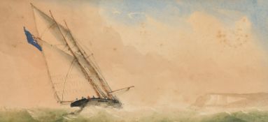 Circle of Albert Ernest Markes (1865-1901) British, a sailboat off a headland, 4.75