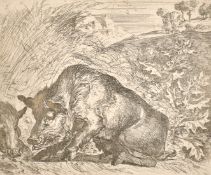 Abraham Hondius, 'The Wild Boar', an Old Master engraving, 6