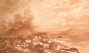 Frank Short (1857-1945) British, 'Vesuvius from the Bay of Naples', signed, mezzotint, 11.25