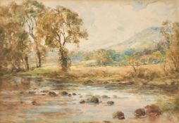 Circle of Henry J. Kinnaird, A pair of river landscapes, watercolours, 4.75 x 6.75