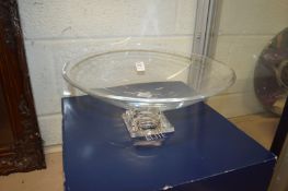 Mikasa, a large plain glass bowl on stepped base with original box.