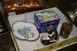 Chinese enamel boxes etc.