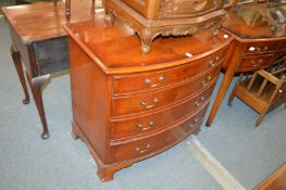 A yew wood bow fronted flour drawer chest.