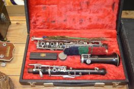A cased clarinet.