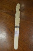 An early 20th century carved ivory paper knife.