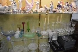 A quantity of cut glass drinking glasses, vases etc.