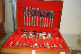 A cased canteen of cutlery.