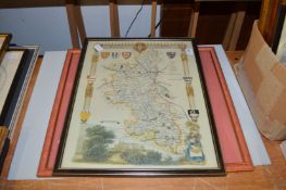 Two maps and an unframed pastel.