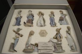 Lladro Collector's Society, a cased set of nine figures.