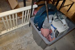 A heated towel rail and other bathroom accessories etc.