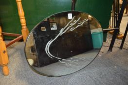 An etched mirrored oval plate for a Lalique swan group.