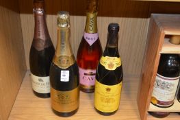 Champagne, Cava and red wine.