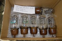 Six KT66 valves, three by GEC and three by Marconi.