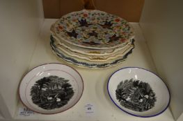 Decorative plates and lustre saucer dishes.