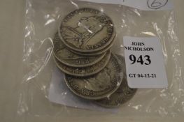 Six Victorian half crowns.