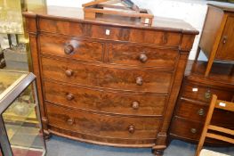 A large Victorian mahogany bow front chest of drawers.