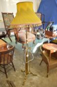 A good brass telescopic floor standing lamp and a brass spark guard.
