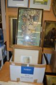 A quantity of paintings and prints.