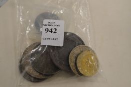 A bag of various coins.