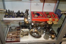 A large quantity of plated wares to include cruets, ice bucket etc.