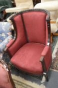 A good 19th century carved mahogany wing armchair.