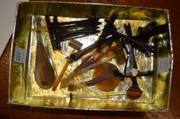 An unusual collection of Chinese miniature hardstone musical instruments with stands.