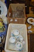 A Royal Albert Forget-me-not tea for two service, cut glass items etc.