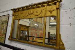 A Regency gilt framed over mantle mirror.