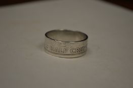 An unusual ring made from a 1954 half crown (made by Mick Griffiths).