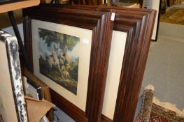 A pair of rosewood framed colour prints.