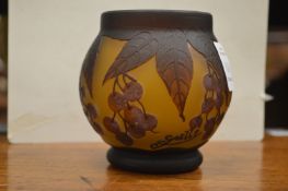 A small Art Nouveau style glass vase, signed Galle.