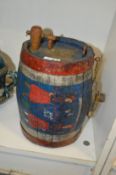 A continental painted wooden barrel, possible regimental.