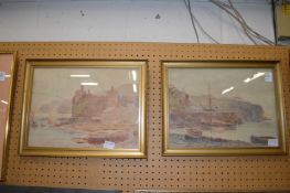 Phil Osment, river landscapes watercolours, signed.