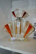 A large Art Deco style cut glass scent bottle.