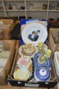 A collection of decorative china, commemorative plates etc.