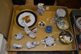 Decorative ornaments, glass paperweights etc.