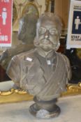 A large plaster bust of a military gentleman (AF).