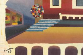 SMEATON Abstract, Remembered Ballroom. Signed and dated '55. Oil on canvas.