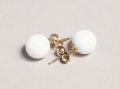A PAIR OF 9CT GOLD OPAL EARRINGS.