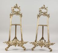A PAIR OF BRASS EASELS.