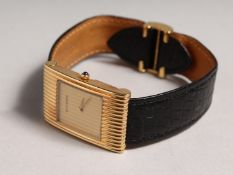AN 18CT BOUCHERON WRISTWATCH with leather strap, No. AA/03136.