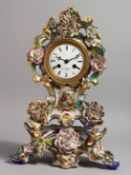 A 19TH CENTURY FRENCH, POSSIBLY JACOB PETIT, PORCELAIN CLOCK ON A STAND, blue and gilt ground