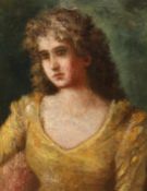 ENGLISH SCHOOL Head and shoulders of a young girl. Oil on board. 10ins x 8ins.