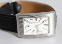 A BOUCHERON WRISTWATCH NO. 090 6233. with leather strap.