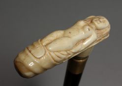 A WALKING STICK with bone handle, NUDE. 33ins long.