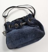 A CHRISTIAN DIOR SOFT BLUE VELVET HANDBAG. No. 03-BN-0037.