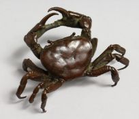 A LARGE JAPANESE BRONZE CRAB. 4ins long.