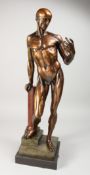 FRANZ VON STUCK A BRONZE FIGURE OF A FLAYED MAN, Possibly Saint Bartholomew. Signed, No. 7/20, on