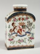 A SINGLE SAMSON OF PARIS ARMORIAL TEA CADDY and covers.