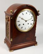 A GEORGE III DESIGN MAHOGANY MANTLE CLOCK, Early / Mid 20th Century, with eight-day French